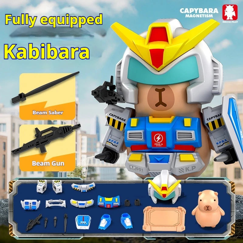 Original Magnetic Mechanical Capybara Robot Cartoon Action Figure Toys Articulated Action Figure Detachable Weapons Gift