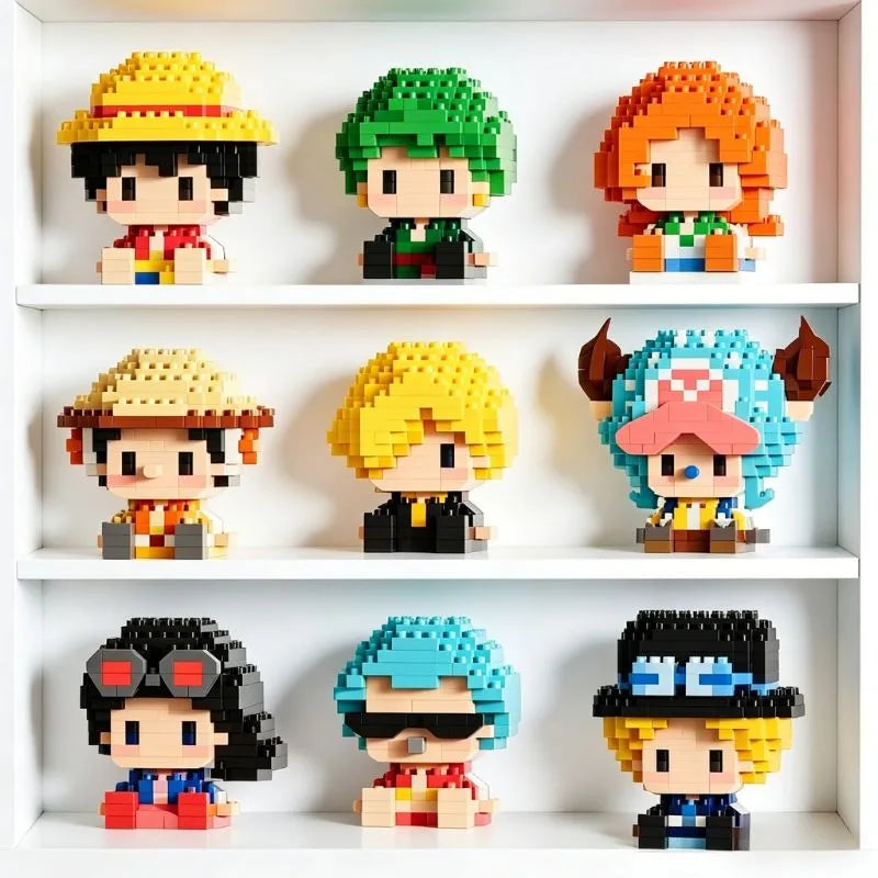 ONE PIECE Sun God Nika Luffy Micro Building Block Chopper Ace Buggy 3D Anime Model Assembly Mini Bricks Figure Toys For Gift