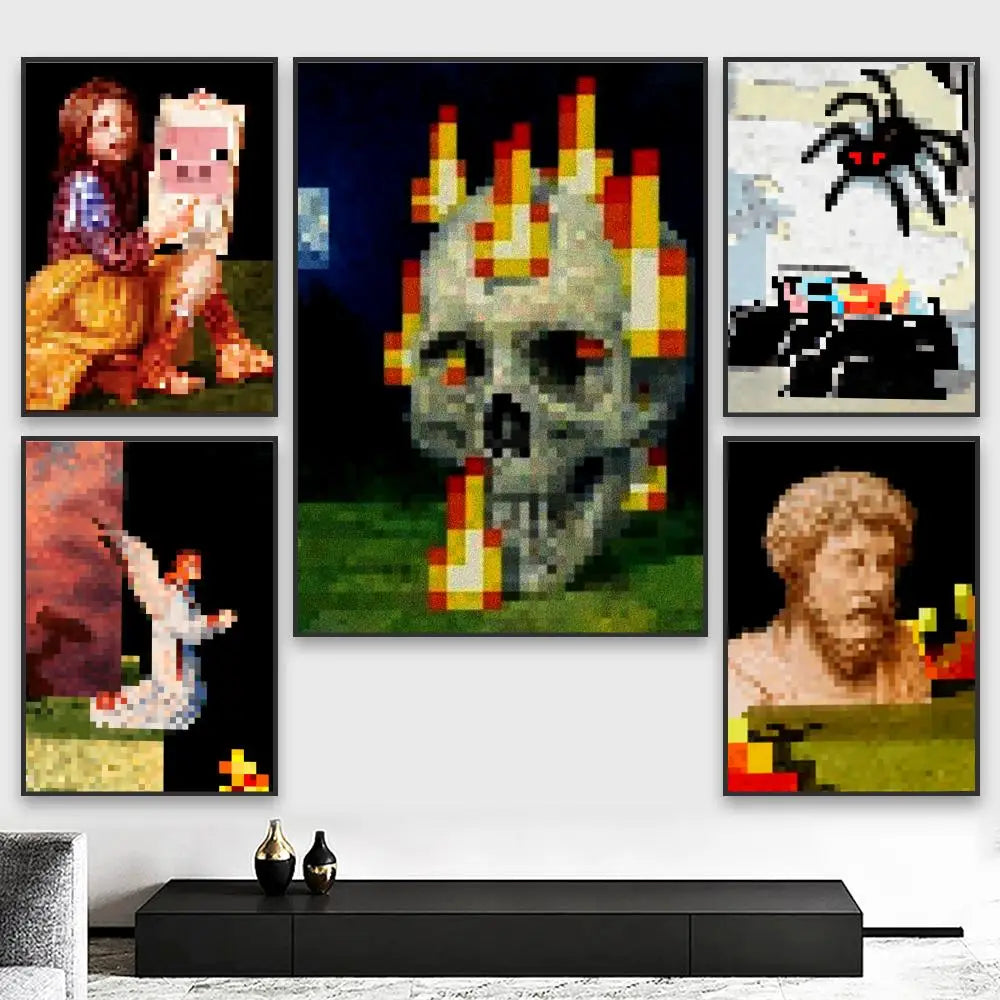Classic Pixel Games M-MC Poster Room Wall Art Decor Waterproof  For Home Bar Bedroom Decoration