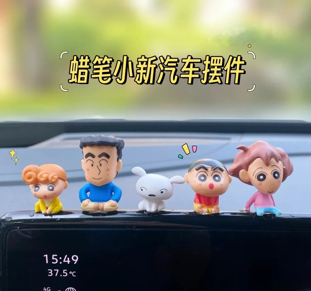5pcs/Set Anime Crayon Shin-chan Mini Figurine Toy Desktop Car Decoration Collectible Model Doll Fans Children Birthday Gifts
