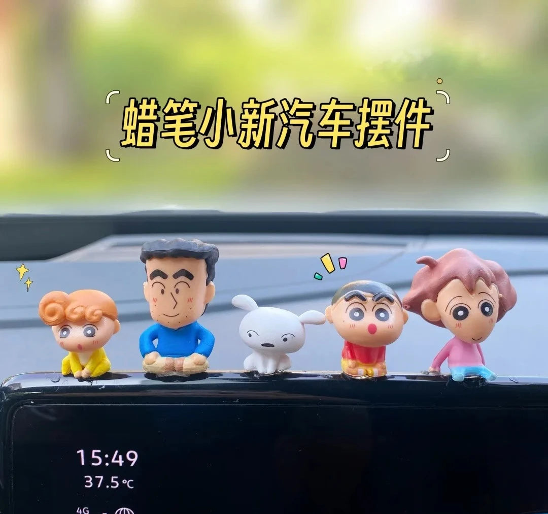 5pcs/Set Anime Crayon Shin-chan Mini Figurine Toy Desktop Car Decoration Collectible Model Doll Fans Children Birthday Gifts