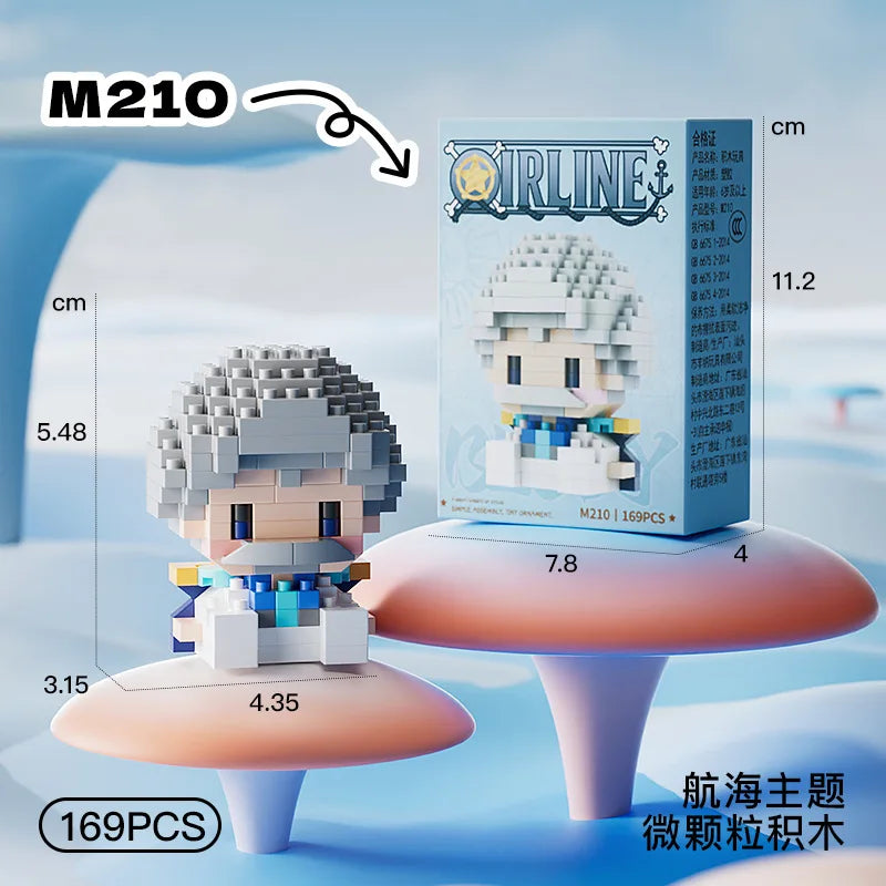 ONE PIECE Sun God Nika Luffy Micro Building Block Chopper Ace Buggy 3D Anime Model Assembly Mini Bricks Figure Toys For Gift
