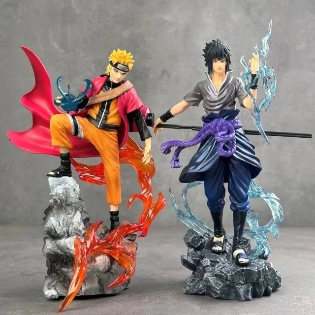 **23cm Naruto Anime Figure Uzumaki Naruto Uchiha Sasuke Action Model Pvc Statue Desktop Ornament Collection Toys Gift