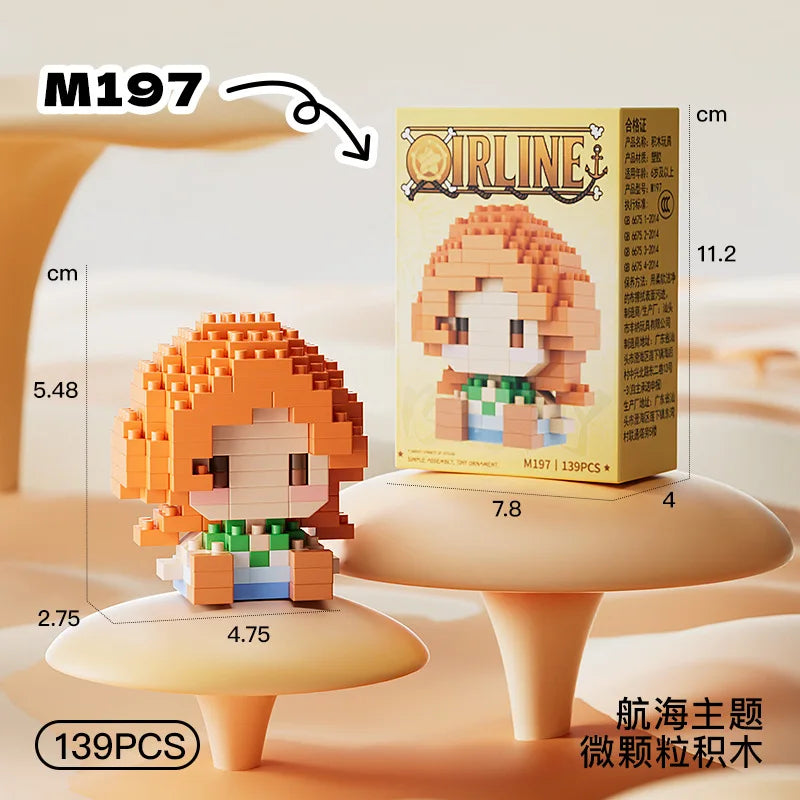 ONE PIECE Sun God Nika Luffy Micro Building Block Chopper Ace Buggy 3D Anime Model Assembly Mini Bricks Figure Toys For Gift